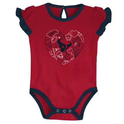 Shop Outerstuff Newborn & Infant Navy/red Houston Texans Too Much Love Two-piece Bodysuit Set In Blue
