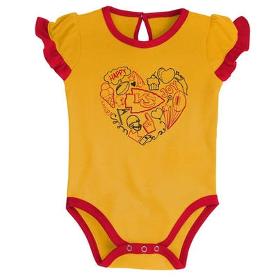 Shop Outerstuff Newborn & Infant Red/yellow Kansas City Chiefs Too Much Love Two-piece Bodysuit Set