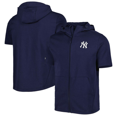 Shop Levelwear Navy New York Yankees Recruit Full-zip Short Sleeve Hoodie