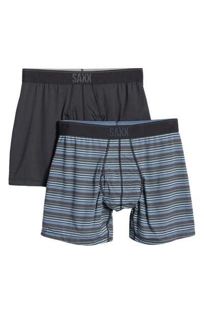 Saxx Quest Quick Dry 2-pack Mesh Boxer Briefs In Sunrise Stripe/ Black Ii