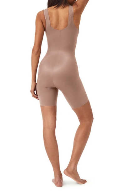 Shop Spanxr Thinstincts® 2.0 Open Bust Mid-thigh Bodysuit In Cafe Au Lait