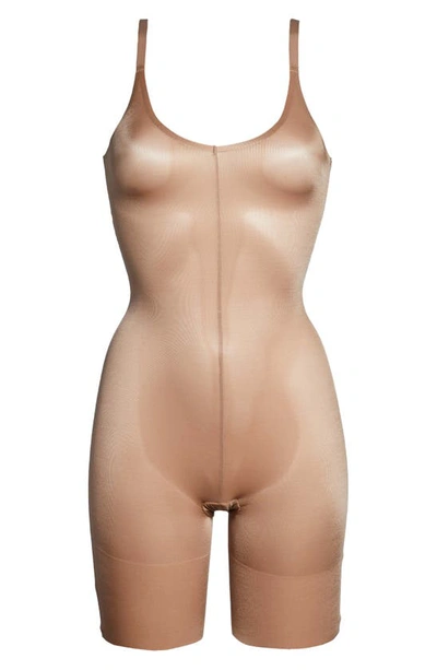 Shop Spanxr Thinstincts® 2.0 Open Bust Mid-thigh Bodysuit In Cafe Au Lait