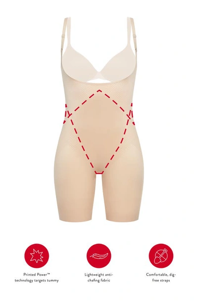 Shop Spanxr Thinstincts® 2.0 Open Bust Mid-thigh Bodysuit In Cafe Au Lait