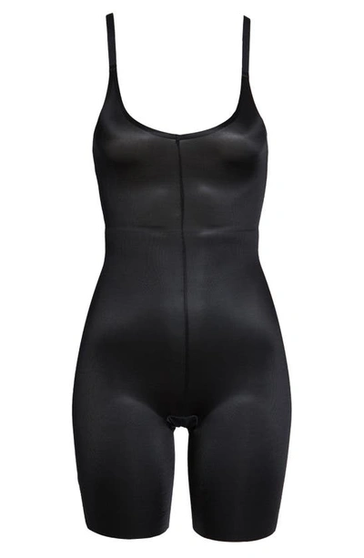 Shop Spanxr Spanx® Thinstincts® 2.0 Open Bust Mid-thigh Bodysuit In Very Black