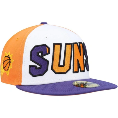Shop New Era White/purple Phoenix Suns Back Half 9fifty Fitted Hat