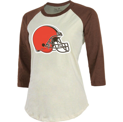 Shop Majestic Fanatics Branded Nick Chubb Cream/brown Cleveland Browns Player Raglan Name & Number Fitted 3/4-slee