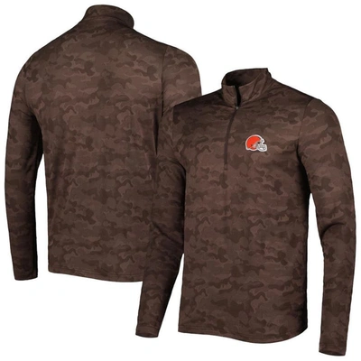 Shop Antigua Brown Cleveland Browns Brigade Quarter-zip Sweatshirt