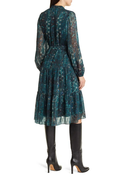 Shop Kobi Halperin Lowry Long Sleeve Chiffon Dress In Sea Moss Multi