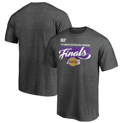 Shop Fanatics Branded Heather Charcoal Los Angeles Lakers 2020 Western Conference Champions Locker Room T