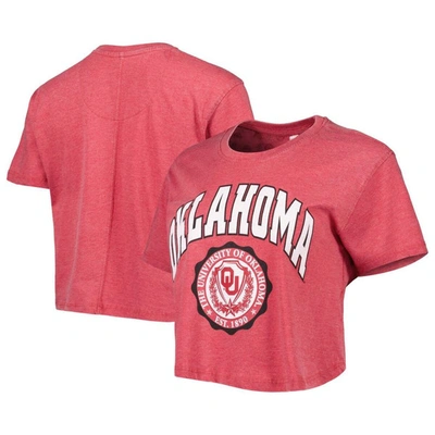 Shop Pressbox Crimson Oklahoma Sooners Edith Vintage Burnout Crop T-shirt