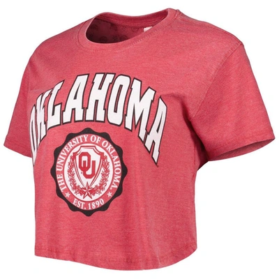 Shop Pressbox Crimson Oklahoma Sooners Edith Vintage Burnout Crop T-shirt