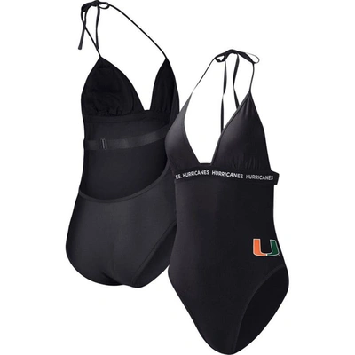Shop G-iii 4her By Carl Banks Black Miami Hurricanes Full Count One-piece Swimsuit