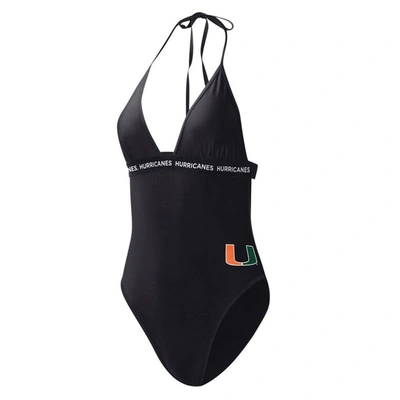 Shop G-iii 4her By Carl Banks Black Miami Hurricanes Full Count One-piece Swimsuit
