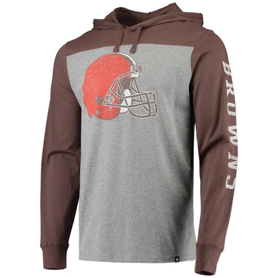 Shop 47 ' Heathered Gray/brown Cleveland Browns Franklin Wooster Long Sleeve Hoodie T-shirt In Heather Gray