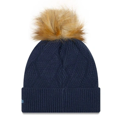 Shop New Era Navy Tennessee Titans Snowy Cuffed Knit Hat With Pom