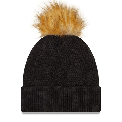 Shop New Era Black Atlanta United Fc Snowy Cuffed Knit Hat With Pom