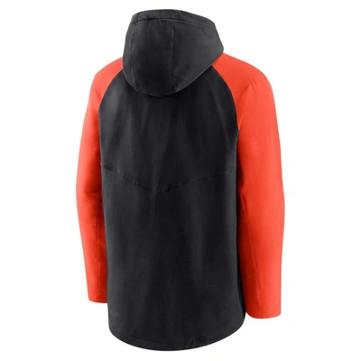 Shop Nike Black/orange San Francisco Giants Authentic Collection Performance Raglan Full-zip Hoodie
