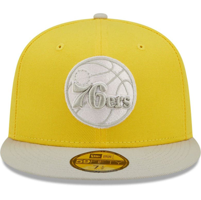Shop New Era Yellow/gray Philadelphia 76ers Color Pack 59fifty Fitted Hat