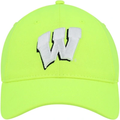 Under Armour Neon Green Wisconsin Badgers Signal Caller Performance Adjustable Hat In Neon Green