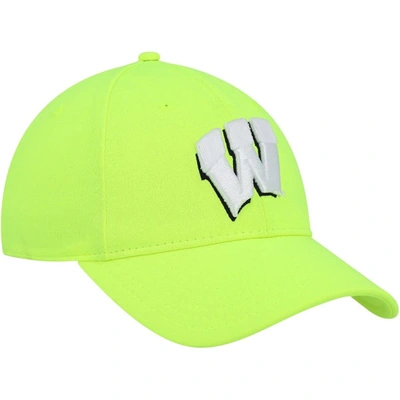 Under Armour Neon Green Wisconsin Badgers Signal Caller Performance Adjustable Hat In Neon Green