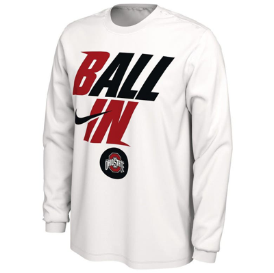 Shop Nike White Ohio State Buckeyes Ball In Bench Long Sleeve T-shirt