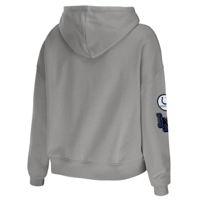 Shop Wear By Erin Andrews Gray Indianapolis Colts Modest Cropped Pullover Hoodie