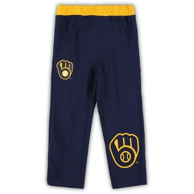 Shop Outerstuff Toddler Navy/gold Milwaukee Brewers Batters Box T-shirt & Pants Set