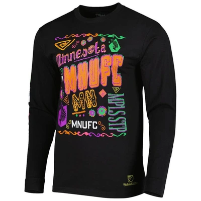 Shop Mitchell & Ness Black Minnesota United Fc Papel Picado Long Sleeve T-shirt
