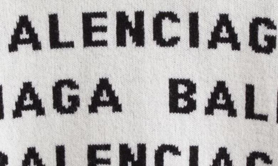 Shop Balenciaga Allover Logo Crop Wool Blend Sweater In White/ Black