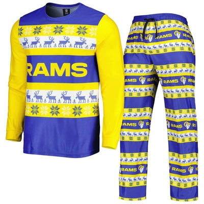 Shop Foco Royal Los Angeles Rams Team Ugly Pajama Set