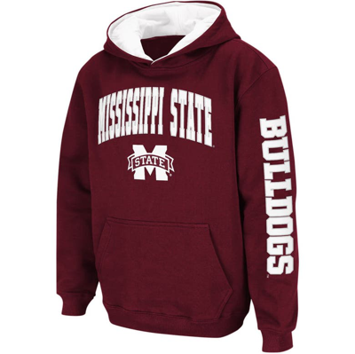 Shop Colosseum Youth  Maroon Mississippi State Bulldogs 2-hit Team Pullover Hoodie