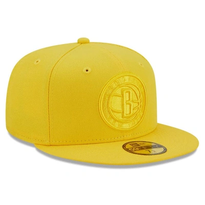 Shop New Era Yellow Brooklyn Nets Color Pack 59fifty Fitted Hat