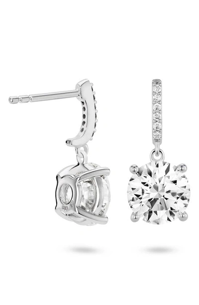 Shop Lightbox Round Lab Grown Diamond Drop Earrings In 4.0ctw White Gold