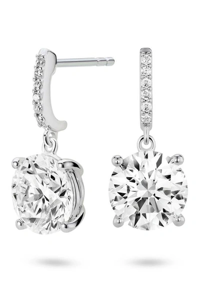 Shop Lightbox Round Lab Grown Diamond Drop Earrings In 4.0ctw White Gold