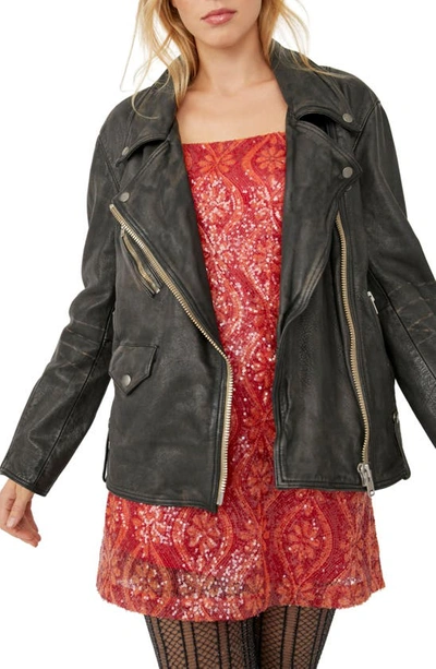 Shop Free People We The Free Jealousy Leather Moto Jacket In Black