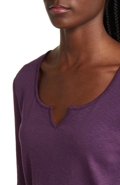 Shop Madewell Split Neck Long Sleeve T-shirt In Smoldering Plum