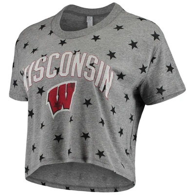 Shop Alternative Apparel Gray Wisconsin Badgers Headliner Stars Cropped Tri-blend T-shirt