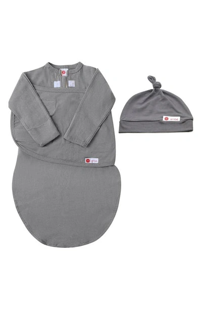 Shop Embe Starter 2-way Long Sleeve Swaddle & Hat Set In Gray