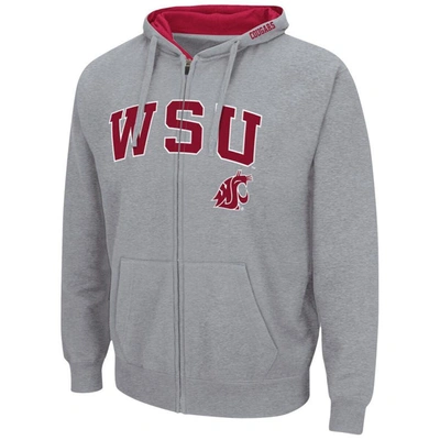 Shop Colosseum Heathered Gray Washington State Cougars Arch & Logo 3.0 Full-zip Hoodie In Heather Gray