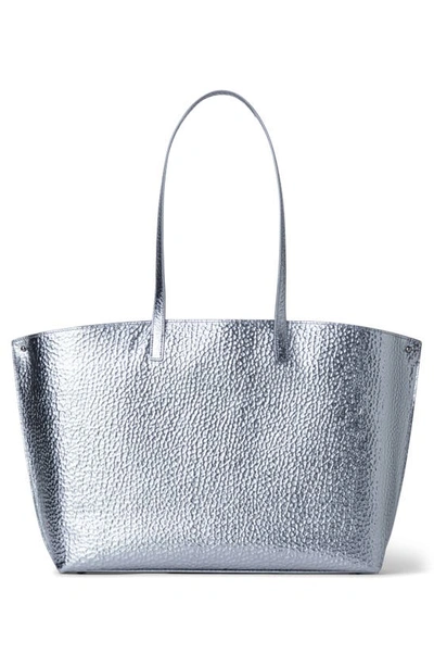 Shop Akris Ai Medium Hammered Metallic Leather Tote Bag In Inox