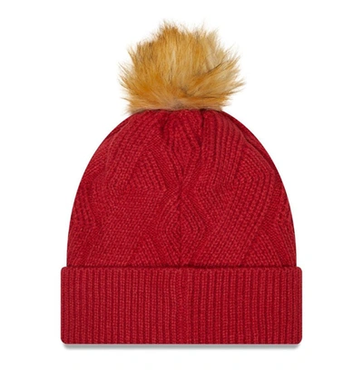 Shop New Era Cardinal Arizona Cardinals Snowy Cuffed Knit Hat With Pom
