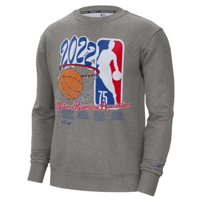 Shop Nike Heathered Gray Team 31 Nba 75th Anniversary Fleece Sweatshirt In Heather Gray