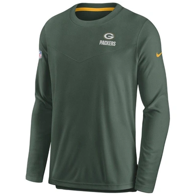 Shop Nike Green Green Bay Packers Sideline Lockup Performance Long Sleeve T-shirt