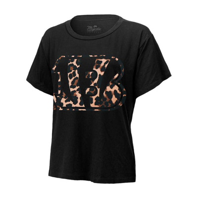 Shop Majestic Threads Joe Burrow Black Cincinnati Bengals Leopard Player Name & Number T-shirt