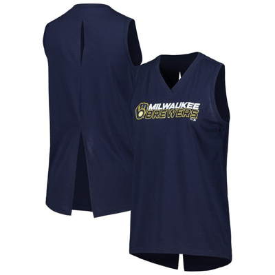 Shop Levelwear Navy Milwaukee Brewers Paisley Chase V-neck Tank Top