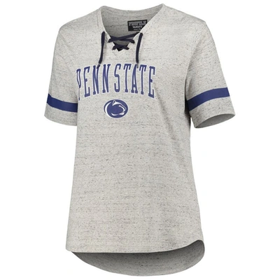 Shop Profile Heather Gray Penn State Nittany Lions Plus Size Lace-up T-shirt