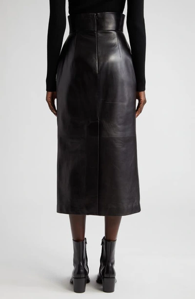 Shop Alexander Mcqueen Bustier Leather Midi Skirt In 1000 Black