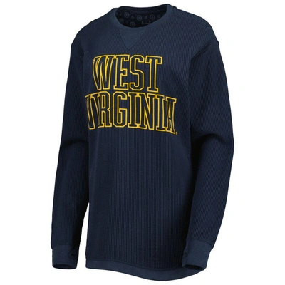 Shop Pressbox Navy West Virginia Mountaineers Surf Plus Size Southlawn Waffle-knit Thermal Tri-blend Long