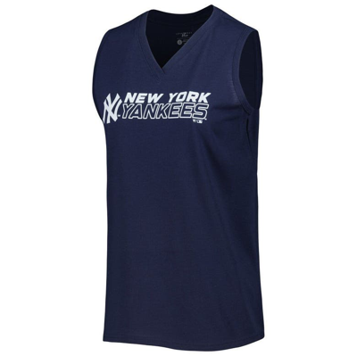 Shop Levelwear Navy New York Yankees Paisley Chase V-neck Tank Top