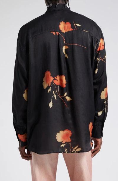 Shop Our Legacy Above Floral Print Cotton & Silk Button-up Shirt In Nocturnal Flower Print